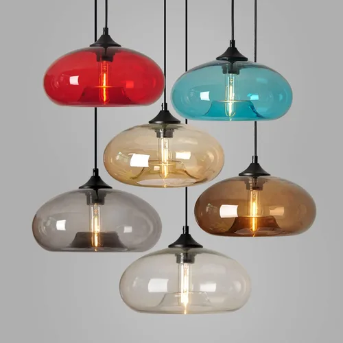 Vista 3 de Iluminación colgante de cristal industrial vintage de 11 pulgadas, 1 luz de granja, loft bar, lámpara colgante de techo, isla de cocina, comedor