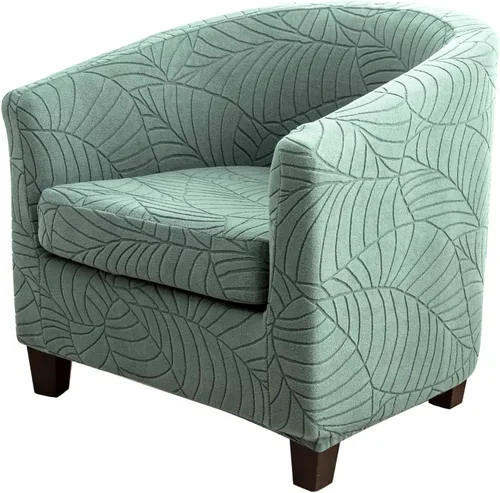 Vista 15 de CRFATOP - Funda elástica para sillón de club (2 piezas) 1 Club Cover & 1 Cushion Cover, Soft Round Tub Sofa Covers, Pet Friendly, Washable