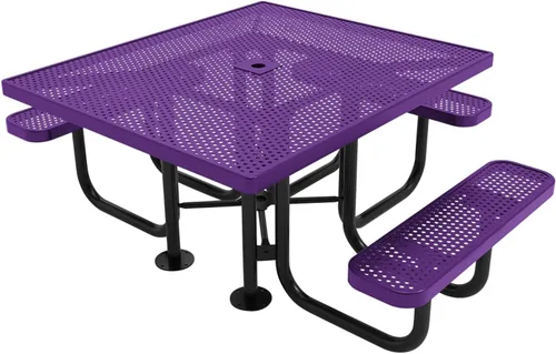 Vista 24 de COATEDOUTDOORFURNITURE Mesa de picnic cuadrada de 46 pulgadas, expandida, color negro
