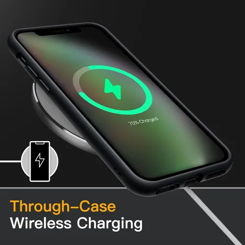 Vista 6 de JETech Funda mate para iPhone Xs y iPhone X, color negro Protección de grado militar, parte trasera mate esmerilada, acabado antihuellas, diseño a