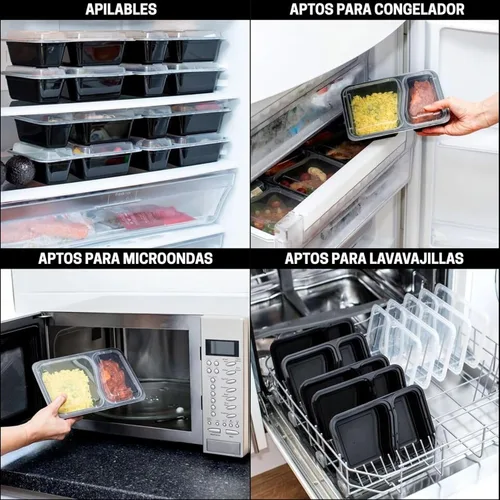 Vista 6 de Igluu Meal Prep Contenedores reutilizables (paquete de 10) 1 compartimento – 28oz Recipientes para alimentos con tapas, apilables, aptos