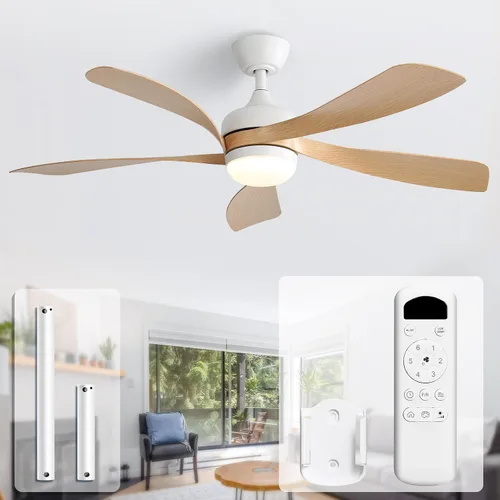 Vista 26 de Sofucor Ventilador de techo inteligente de 52", ventiladores de techo blancos para interiores/exteriores con luces y control remoto, funciona