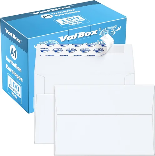 Vista 14 de ValBox Sobres de invitación A1, 100 unidades – 3.5 x 5 pulgadas, sobres marrones autosellantes para invitaciones, bodas, baby shower, tarjetas