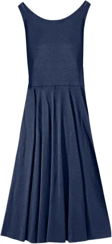 Vista 4 de Vestido largo de verano para mujer, sin mangas, holgado, cuello redondo, liso, casual, plisado, vestido largo