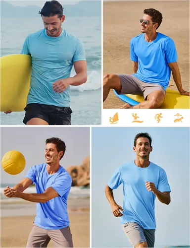 Vista 6 de TACVASEN Camisetas de natación para hombre, camiseta de protección contra erupciones SPF de manga corta, UPF 50, de secado rápido, ligera