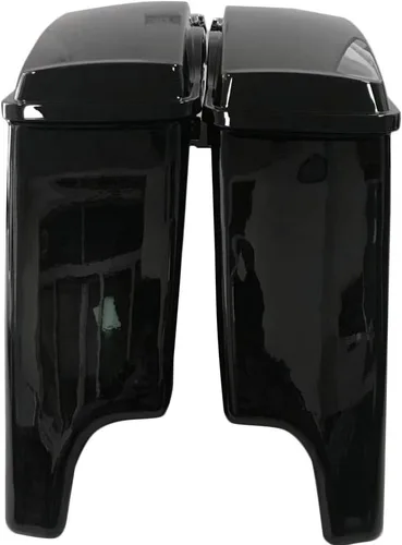 Vista 6 de Alforjas rígidas extendidas de 5 pulgadas, color negro brillante, con tapas, pestillo, juego de llaves compatibles con Harley modelos Touring