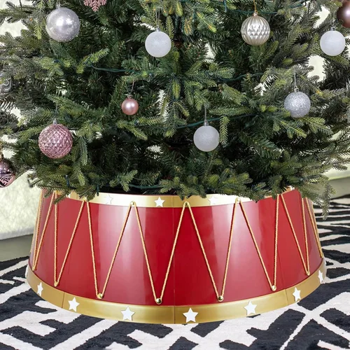 Vista 14 de HarcoHome Collar de Árbol de Navidad de Metal con Copo de Nieve 3D Auténtico, Base de Hierro Hexagonal Resistente para Árbol de Lápiz, Anillo