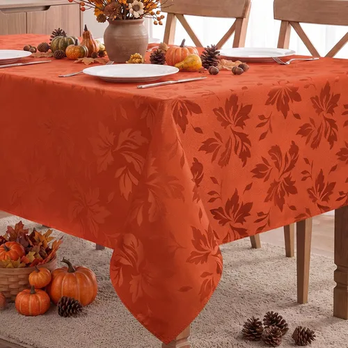 Vista 27 de Romanstile Mantel rectangular de jacquard de primavera, impermeable, diseño floral de damasco, manteles decorativos de tela pesada para cenas