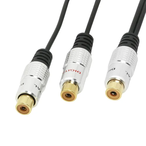 Vista 3 de SinLoon Aleación de aluminio RCA Y-splitter, divisor coaxial digital RCA simple a dual, cable de audio adaptador chapado en oro