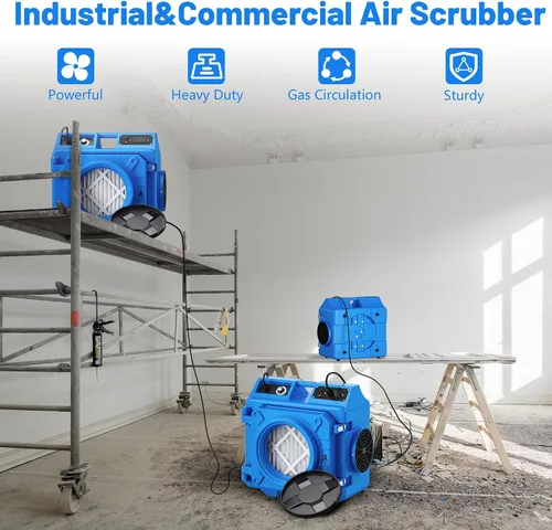 Vista 6 de Depurador de aire con filtración de 3 etapas, máquina de aire HEPA de 550 CFM apilable negativo, limpiador de aire con MERV10, carbono, H13 HEPA