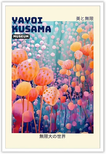 Vista 27 de Pósteres vintage de Ya yoi Kusama The Infinity Big World, arte de pared, arte de pared abstracto de habitación y estética, arte de pared hermoso