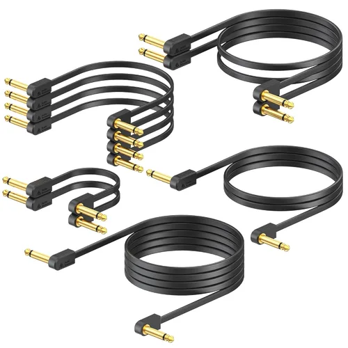 Vista 17 de Cables de conexión de guitarra, cables de pedal de guitarra planos chapados en oro, reforzados con Kevlar, cable blindado de doble capa sin ruido