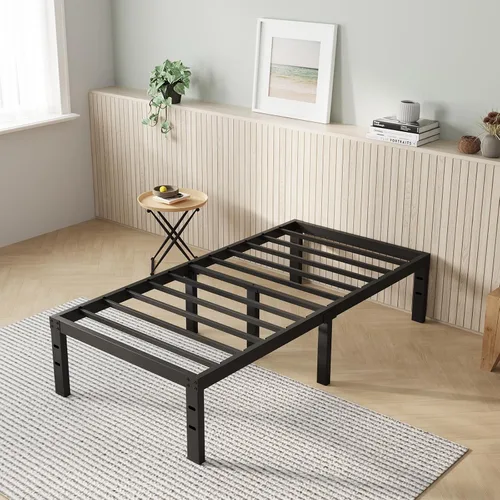 Vista 21 de Novilla Base de cama tamaño Queen, base de cama con plataforma de metal de 14 pulgadas tamaño Queen con espacio de almacenamiento debajo de la cama