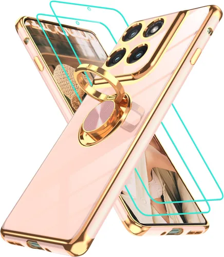 Vista 95 de Funda para Motorola Moto G 5G 2024: Funda Moto G Play 5G 2024 con 2 piezas de protectores de pantalla, soporte de anillo de rotación de 360°