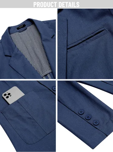 Vista 5 de COOFANDY Men's Casual Linen Sport Coat Lightweight Travel Blazer Modern Suit Jacket
