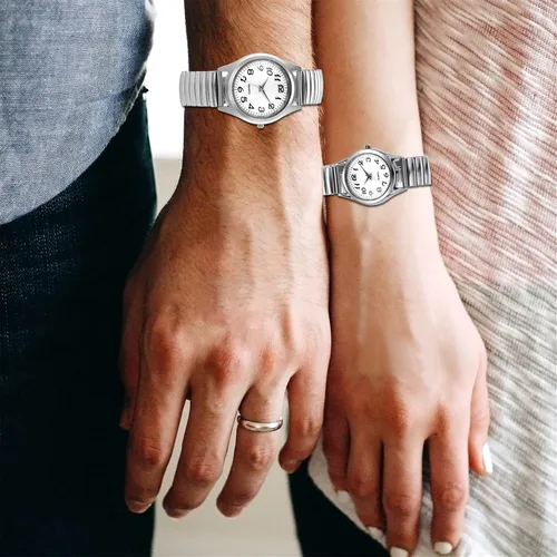 Vista 2 de Lancardo Reloj de pulsera con correa elástica para hombres y mujeres fácil de leer con esfera de números grandes reloj de correa elástica