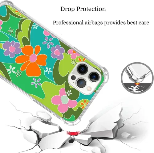 Vista 2 de Funda para iPhone 11 Pro Max, diseño retro de los años 70, diseño floral de margaritas florales para niñas, niños, hombres y mujeres, funda de TPU a
