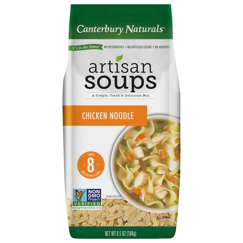 Vista 4 de Canterbury Naturals Mezcla de sopa artesanal, mezcla de sopa de fideos con pollo, sin OMG, hace 8 porciones, bolsa de 6.5 onzas (paquete de 3)