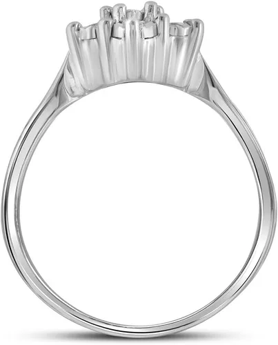 Vista 3 de Sonia Jewels Anillo de compromiso de plata de ley 925 con diamantes redondos forma de ajuste central de flores con puntas (110 cttw.)
