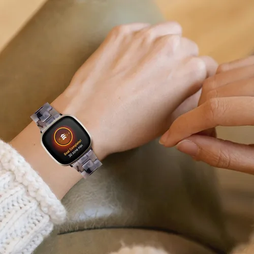 Vista 5 de Correa de reloj de resina compatible con Fitbit Versa 4/Sense 2/Versa 3/Sense 1, pulsera brazalete de moda ligera y ajustable de repuesto