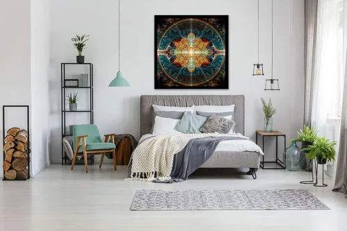 Vista 4 de Sacred Geometry Tapestry Wall Art Flower of Life Wall Hanging Sacred Geometry Art Equilibrium (Small)