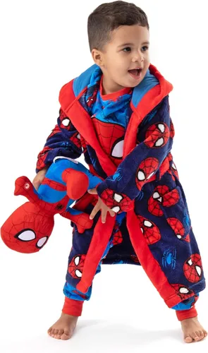 Vista 2 de Marvel Spider-Man - Bata de vestir para niños y niñas, bata de pijama, Azul