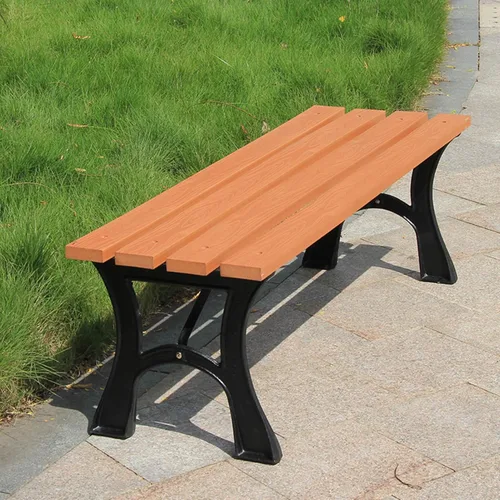 Vista 2 de Banco de jardín para exteriores, silla de banco de patio con estructura de hierro fundido y madera dura, resistente a la intemperie, muebles