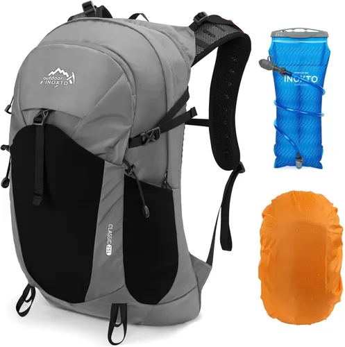 Vista 10 de IX INOXTO Mochila de hidratación para senderismo con bolsa de agua de 3 litros para mujeres y hombres, mochila de agua de 25 litros para senderismo
