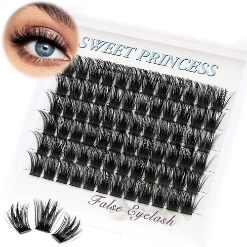 Vista 9 de Bodermincer 72 paquetes de racimos con pegamento de efecto 3D, extensiones de pestañas individuales, estilo natural (0.394 pulgadas)