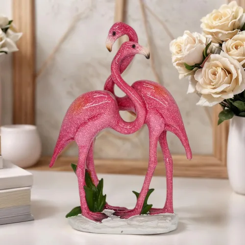 Vista 4 de Regalos de flamenco rosa para mujeres, amantes, profesores, cumpleaños, día de San Valentín, adornos de flamenco, figurita pequeña, estante, mesa