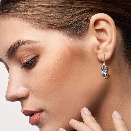 Vista 5 de Love Forever Infinity Symbol Abalone Shell .925 Pendientes de plata de ley 925, Concha