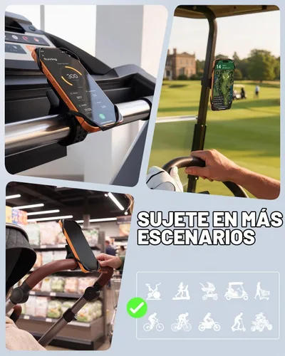 Vista 6 de Soporte de teléfono para bicicleta, soporte de teléfono celular para motocicleta, giratorio de 360°, soporte de teléfono de silicona