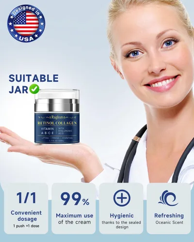 Vista 4 de Ragkun Crema de retinol para la cara, cremas de colágeno para el cuello para tensar y reafirmar, hidratante facial antienvejecimiento de día y noche