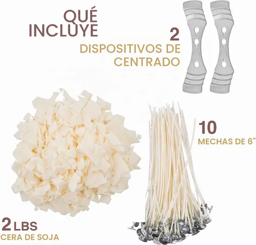 Vista 6 de Oraganix Kit de fabricación de velas de cera de soja natural y suministros para hacer velas, 2 libras de cera de soja premium, 10 mechas de vela