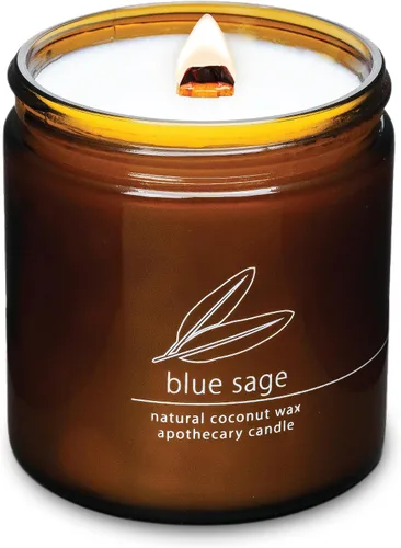 Vista 14 de Vela de mecha de madera agrietada Hemlock Park hecha a mano con cera de coco natural (grande de 16 oz, ámbar) Coconut Apricot Wax Crackling Wood