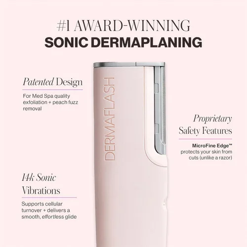 Vista 2 de DERMAFLASH LUXE+ Sonic Dermaplaning Tool for Face Peach Fuzz Removal, Anti-Aging and Exfoliation