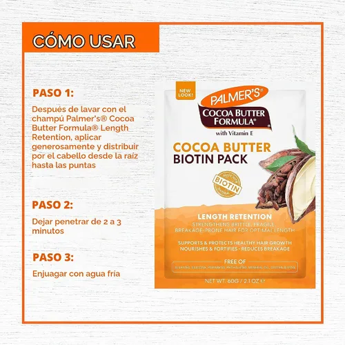 Vista 4 de Palmer's Manteca de cacao y biotina longitud retención del crecimiento