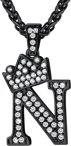 Vista 70 de U7 Crown Initial Number Necklace for Men Women A-Z Letter Pendant Chain a. Oro