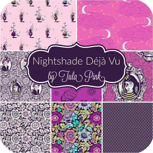 Vista 2 de Nightshade Déjà Vu Fat Quarter Bundle (8 piezas) por Tula Pink for Free Spirit 18 x 21 pulgadas (18.0 in x 21.0 in) Cortes de tela DIY Tela