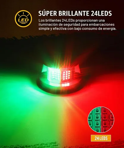 Vista 2 de Partsam 1 Uds. Luces de arco de barco marino, 24 luces LED de navegación roja y verde para buque, pontón, yate, skiff skeeter
