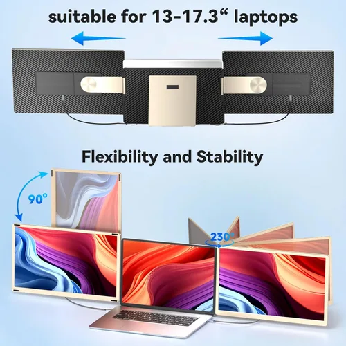 Vista 6 de Extensor de pantalla para laptop, monitor portátil de 15.6 pulgadas, monitor de viaje ultradelgado FHD 1080P con altavoces, extensión de pantalla
