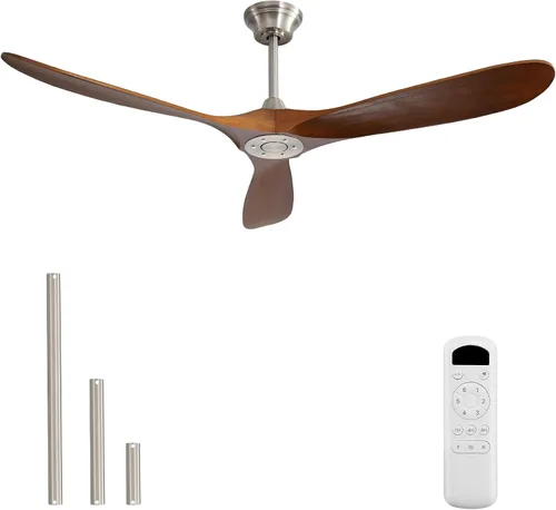 Vista 15 de Sofucor - Ventiladores de techo de 52 pulgadas con luces, ventilador de techo de madera sólida para interiores/exteriores con control remoto, motor