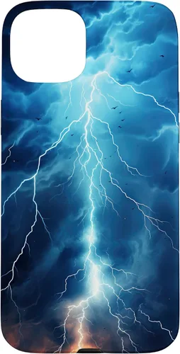 Vista 9 de iPhone 13 Pro Max Cool Blue Lightning Bolt Storm Funda de arte gráfico Wild Nature Sky