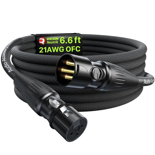 Vista 27 de AA AUDIO ACCESSORY Serie Oro Cables XLR Star Quad de 1.5 pies, Conectores Neutrik, Cable de micrófono 19AWG, Cable de micrófono trenzado en nylon