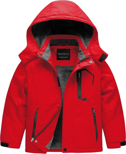 Vista 8 de CREATMO US Chaqueta de esquí impermeable para niño, abrigo de nieve cálido para invierno, resistente al viento, chaqueta de lluvia para snowboard