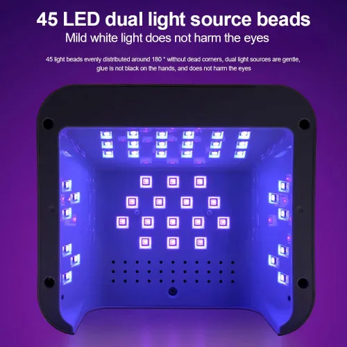 Vista 6 de LIMEGIRL Kit de lámpara de uñas LED UV para esmalte de gel profesional de secado rápido rosa 45 cuentas de lámpara y sensor automático, lámpara