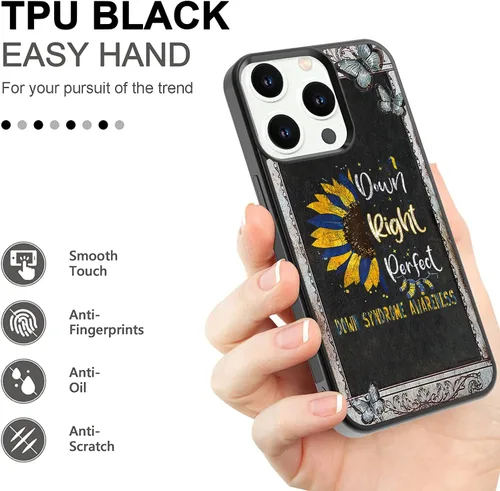 Vista 5 de Funda de teléfono de concientización de síndrome de Down Perfect Down para iPhone 16 16E 15 14 13 12 11 Pro Max S25 S24 S23 S22 S21 FE Ultra Plus