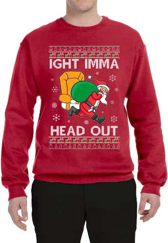 Vista 3 de Wild Bobby Ight Imma Head Out - Sudadera unisex con cuello redondo y meme de Santa Claus