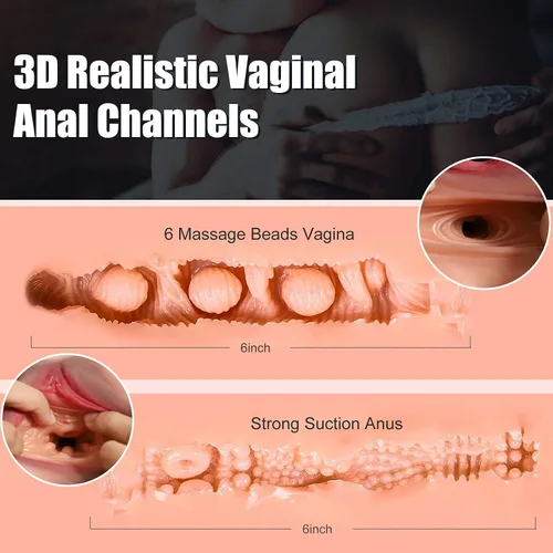 Vista 6 de Muñeca sexual, torso, de tamaño real con túnel anal y vaginal realista, torso femenino escalado 1:1, juguete sexual masculino para masturbación
