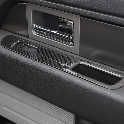 Vista 8 de JeCar Cubierta de panel de interruptor de elevación de ventana de fibra de carbono para Ford F150 Raptor 2009-2014 Accesorios interiores